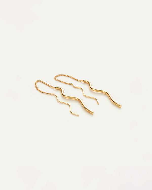 Jenny Bird Squiggle Threader Earrings - Gold