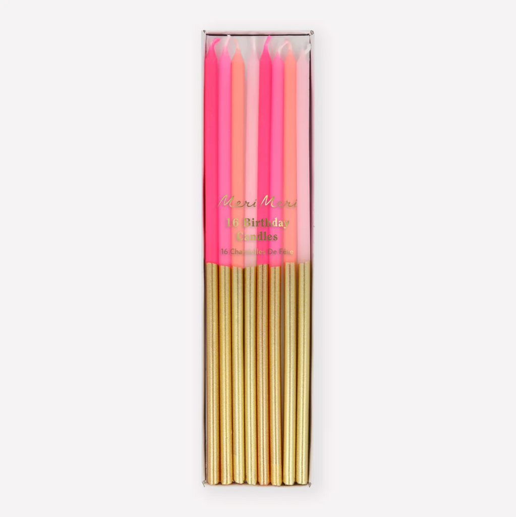 Gold Dipped Pink Mix Birthday Candles