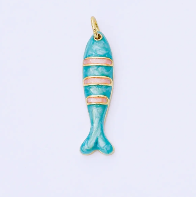 Stripe Sardine Enamel Fish Charm
