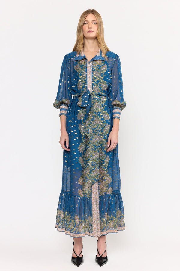 Agatha Dress - Prussian Paisley
