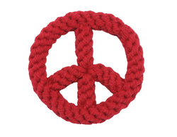 7" Peace Sign Rope Dog Toy - Red