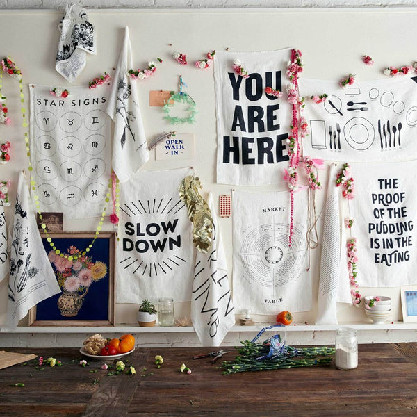 Slow Down Linen Tea Towel