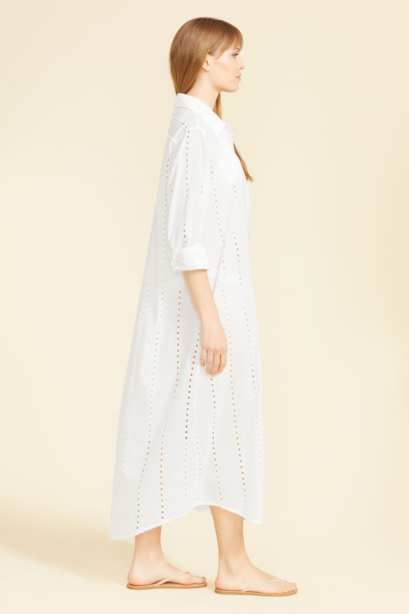 Positano Maxi Shirt Dress - Whte