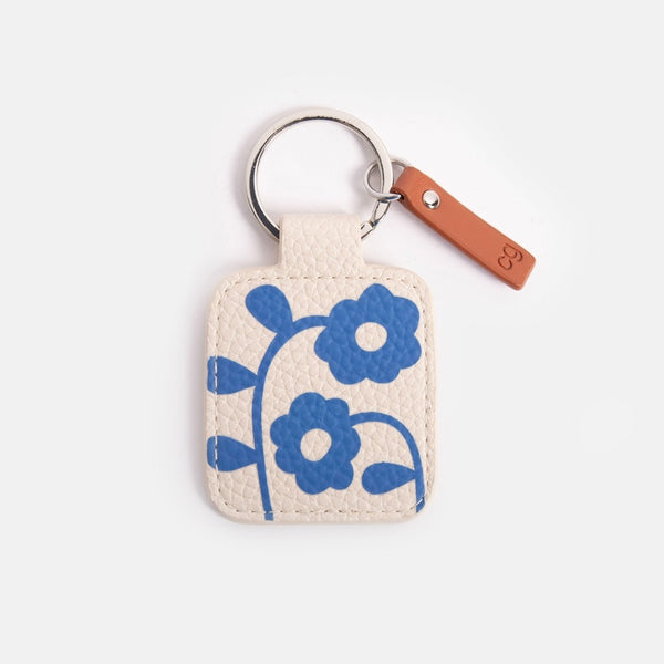 Blue Floral Tab Keyring