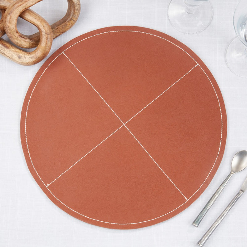 Faux Leather Placemat Set - Brown