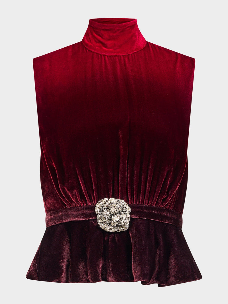 Fleur Velvet Top - Ombre Rouge