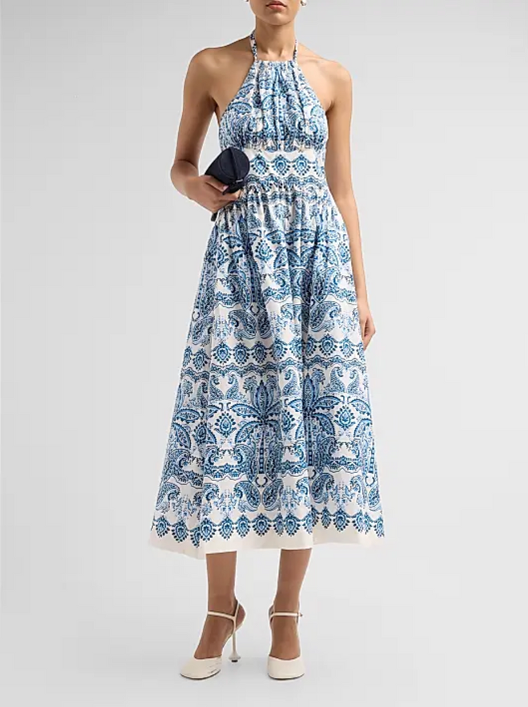 Denise Dress - Palm Paisley Sky