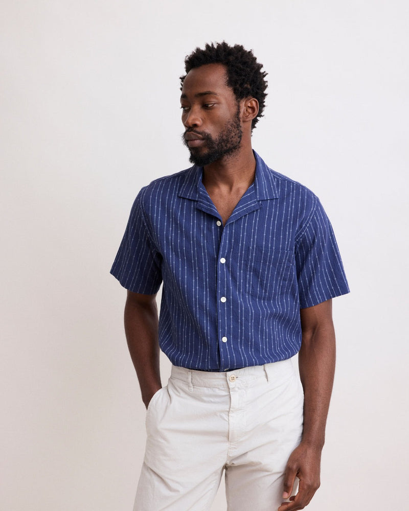 Men's Palm Seersucker Dobby Shirt - Deep Blue