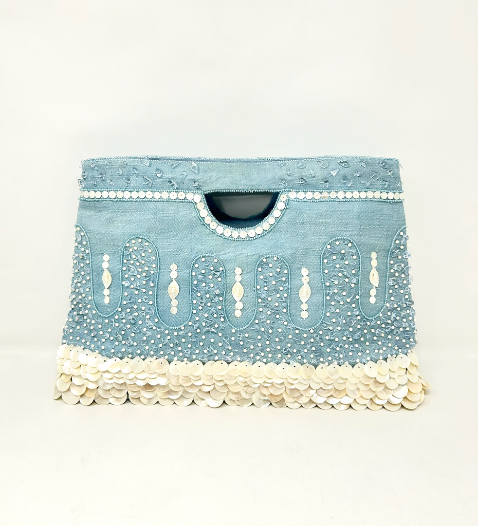 Mother Of Pearl Jute Rectangle Tote
