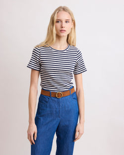 Teofila Striped T-Shirt - Navy/Ecru