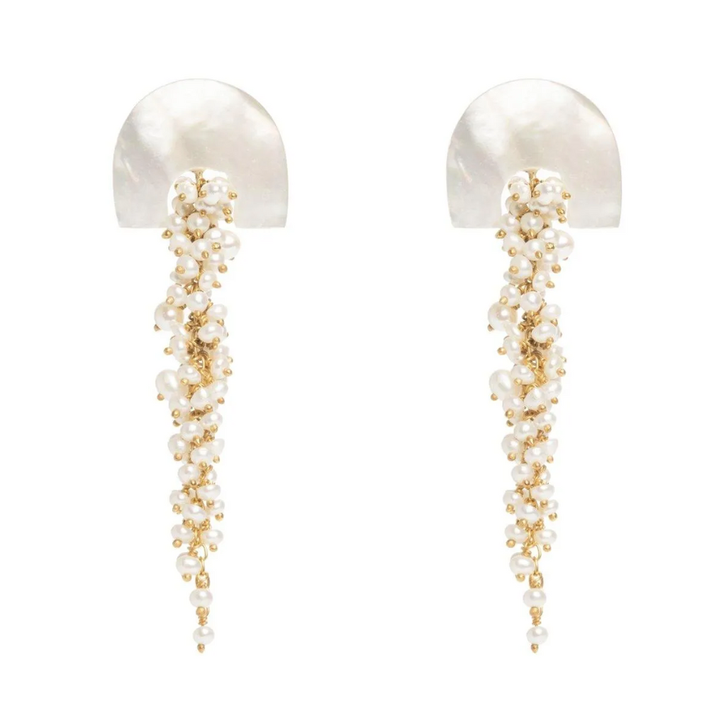 Hakuro Ivory Mother of Pearl and Pearl Long Drops