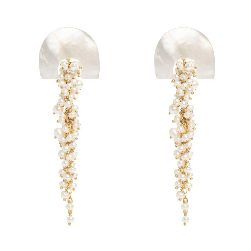 Hakuro Ivory Mother of Pearl and Pearl Long Drops