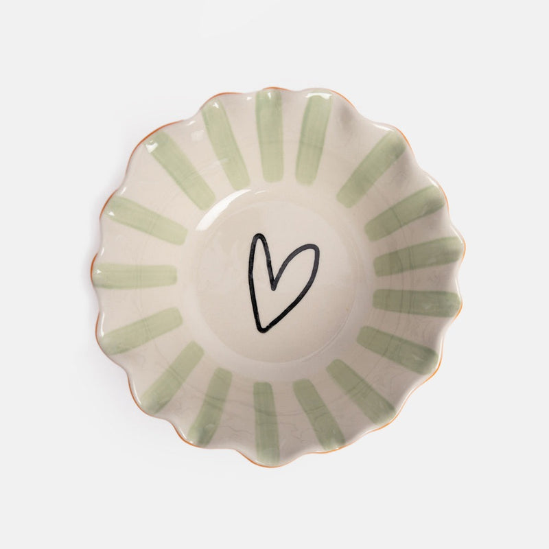 Orange Scallop Edge Hearts Cereal Bowl