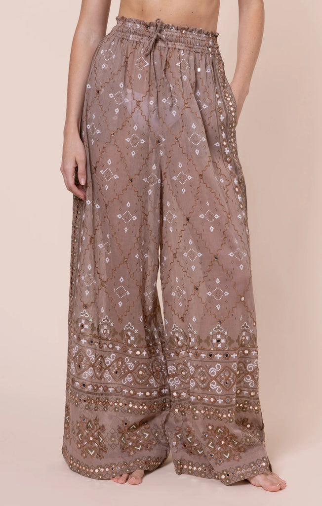 Juliet Dunn Mosaic Mirror Palazzo Pants - Mocha