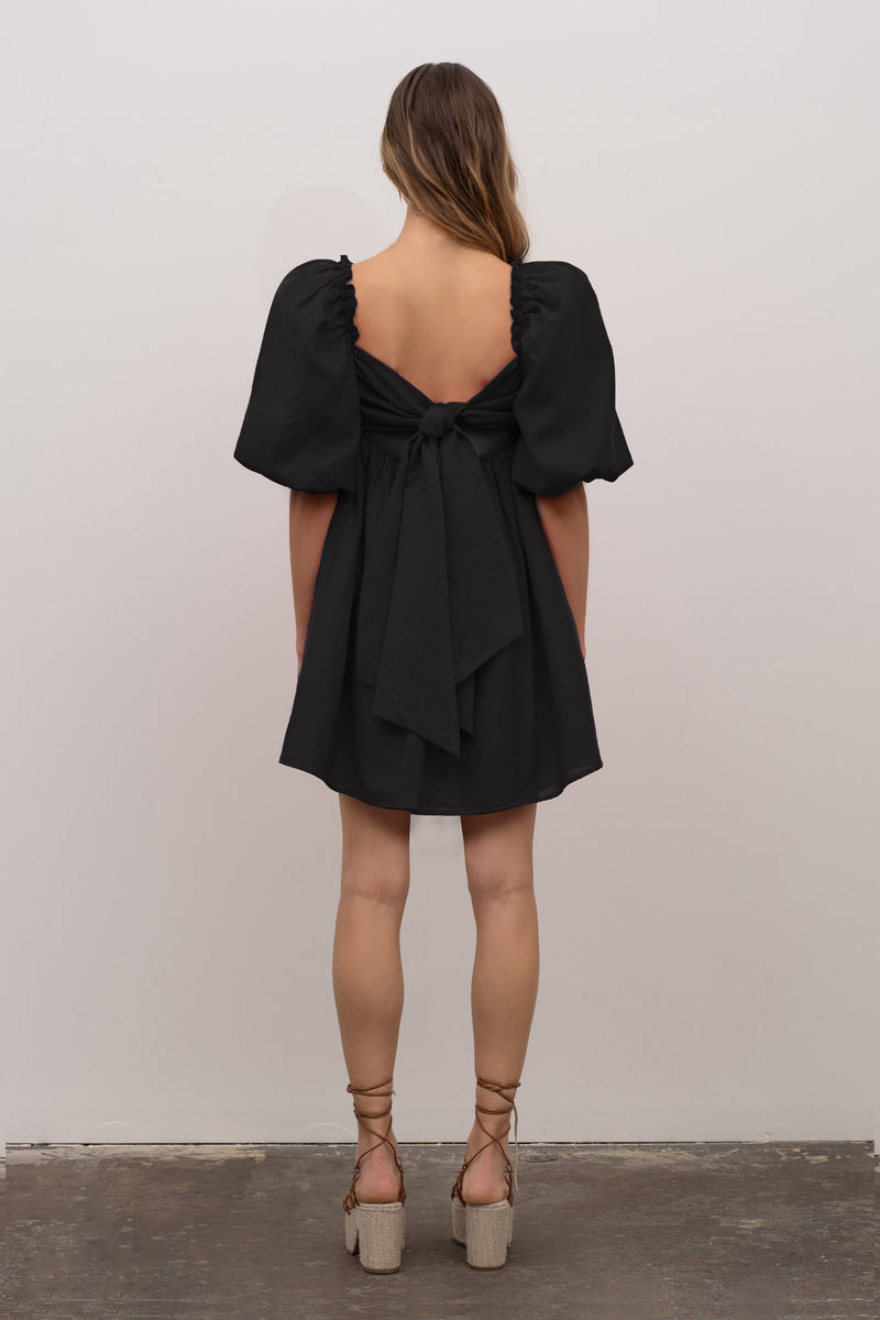 Marion Ruched Mini Dress - Black