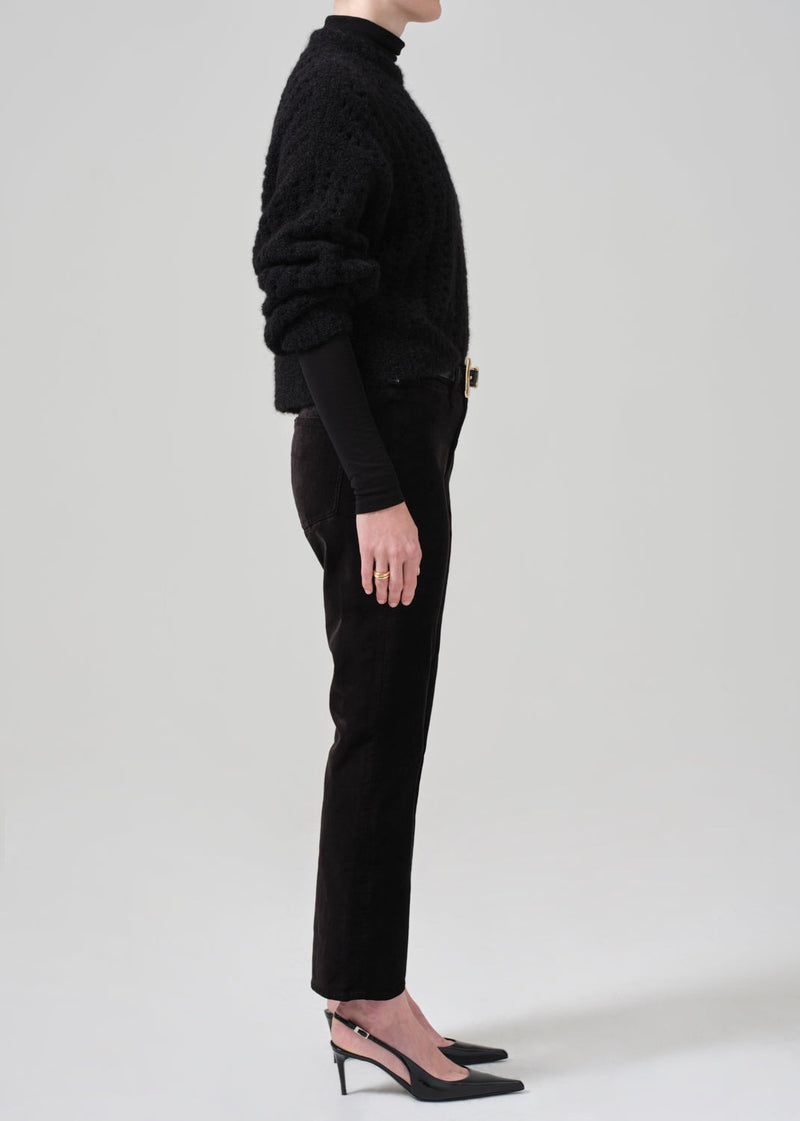 Isola Velvet Cropped Trouser - Black