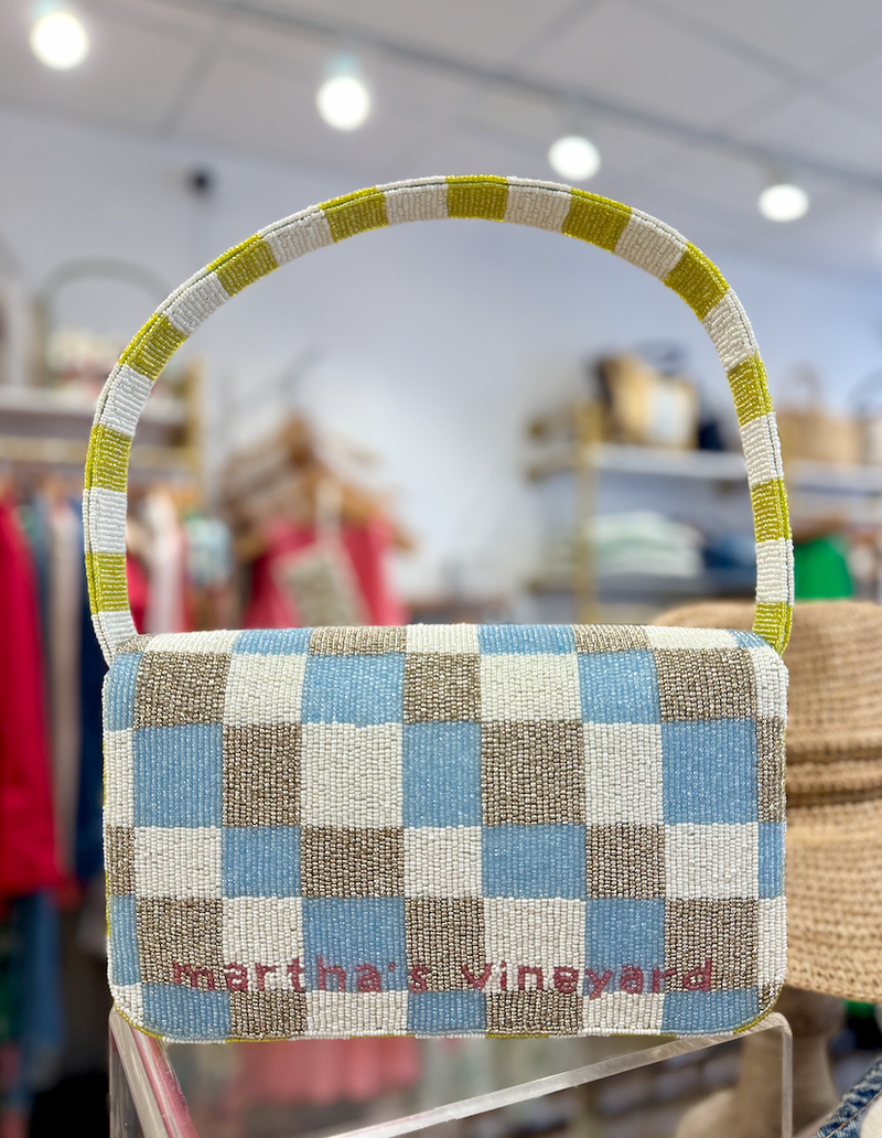 Checkerboard Beaded Handbag