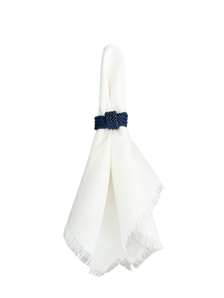 Nautical Rope Napkin Rings Set - Navy Blue