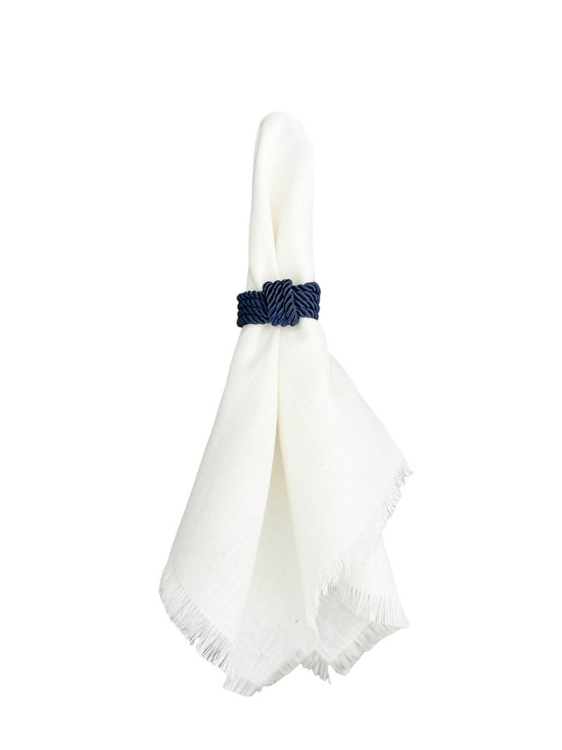 Nautical Rope Napkin Rings Set - Navy Blue