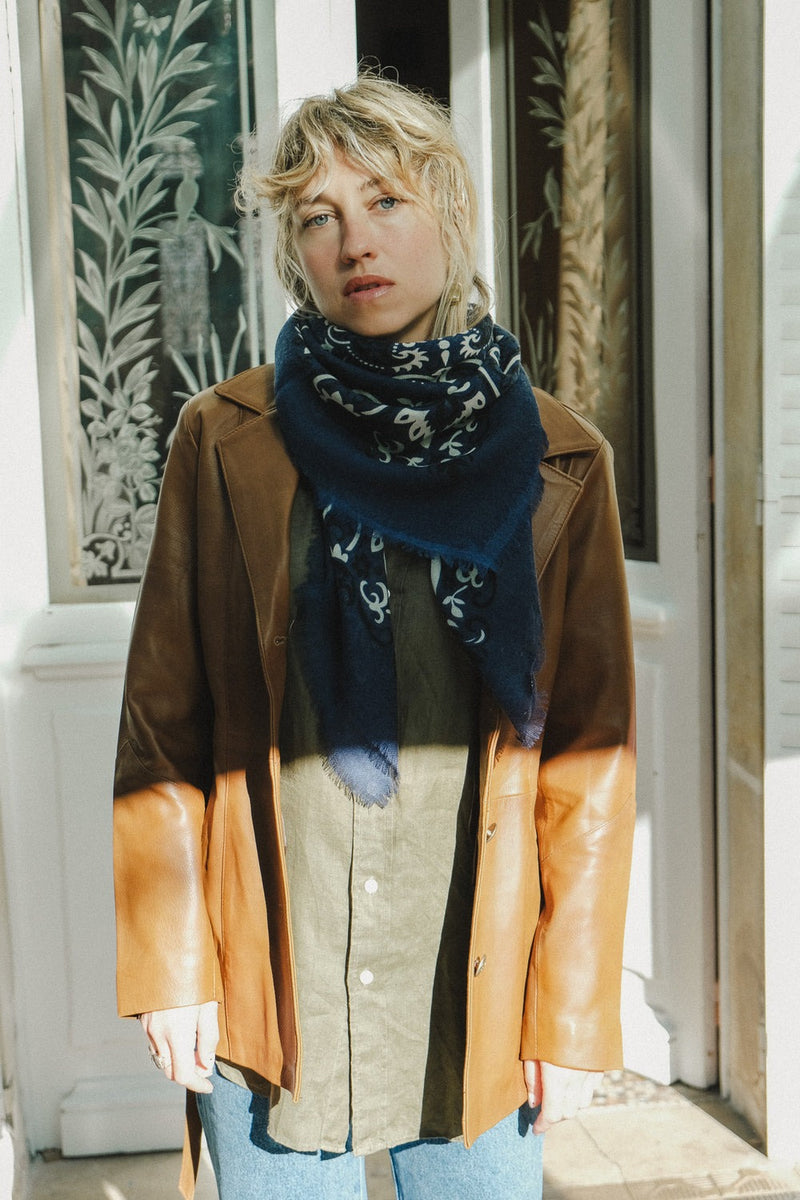 Large Wool & Silk Bandana Scarf