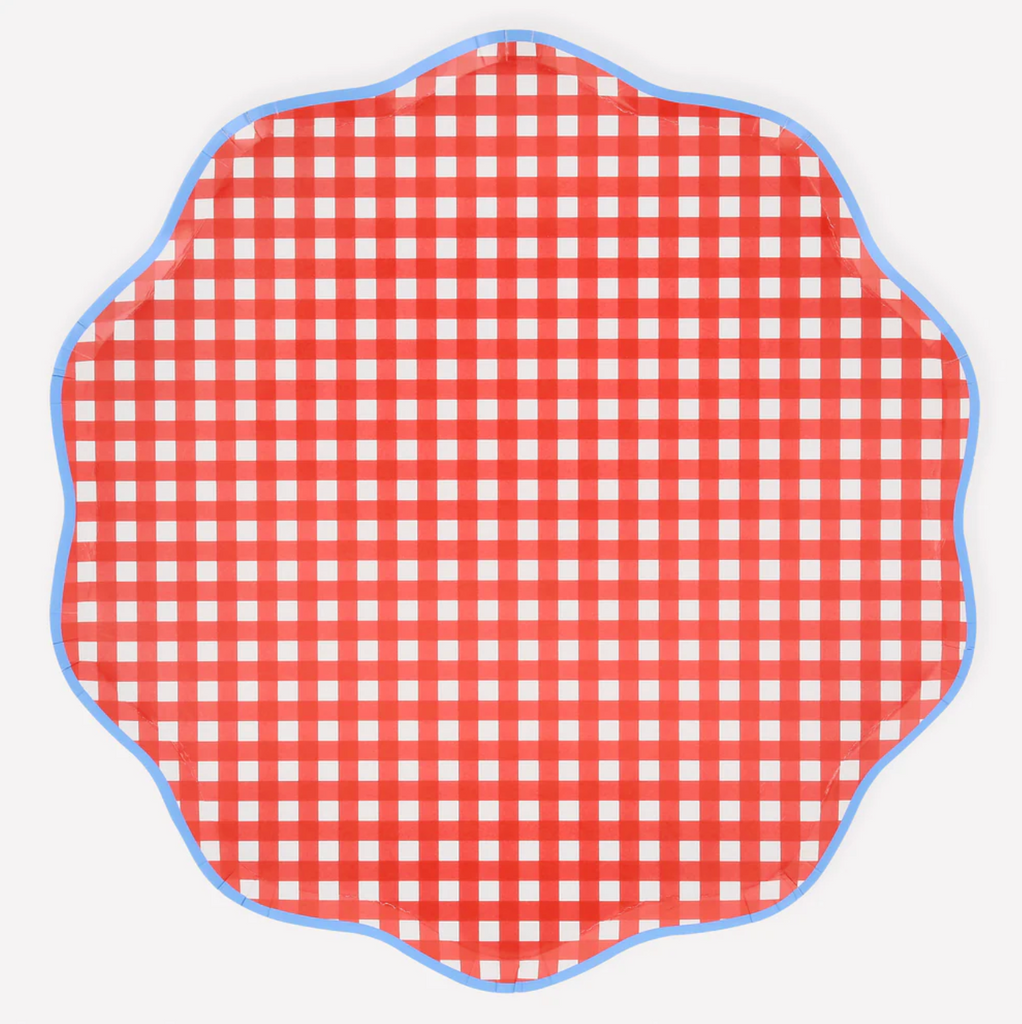 Red Gingham Paper Dinner Plates