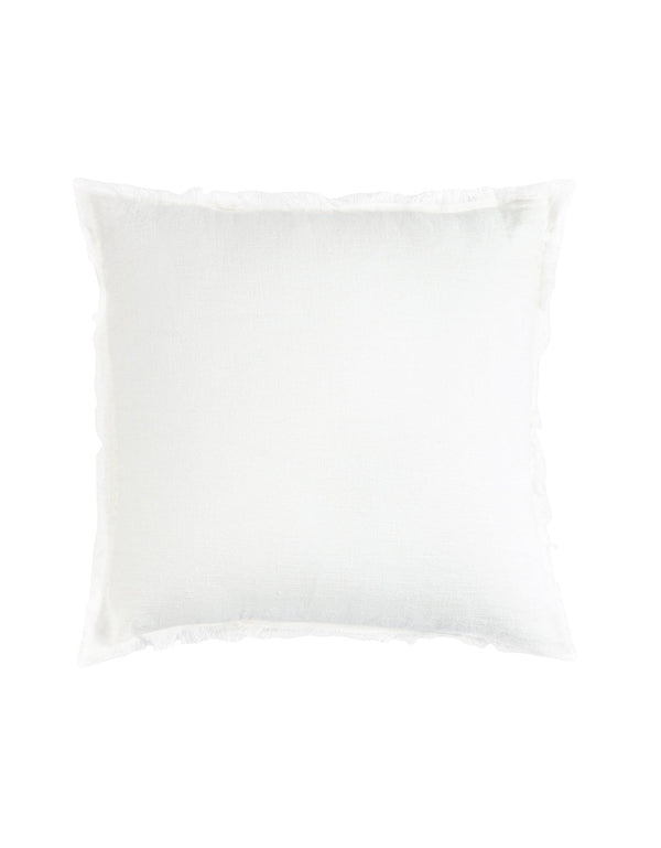 Bright White So Soft Fringe Linen Pillow - 26 x 26