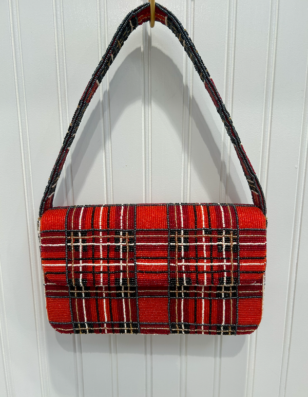 Plaid Beaded Handbag