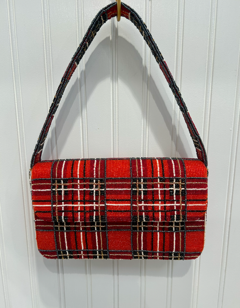 Plaid Beaded Handbag