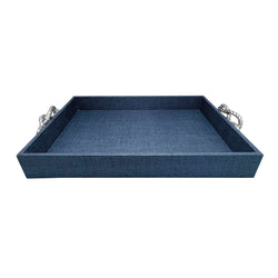 Rope Handle Faux Grasscloth Tray