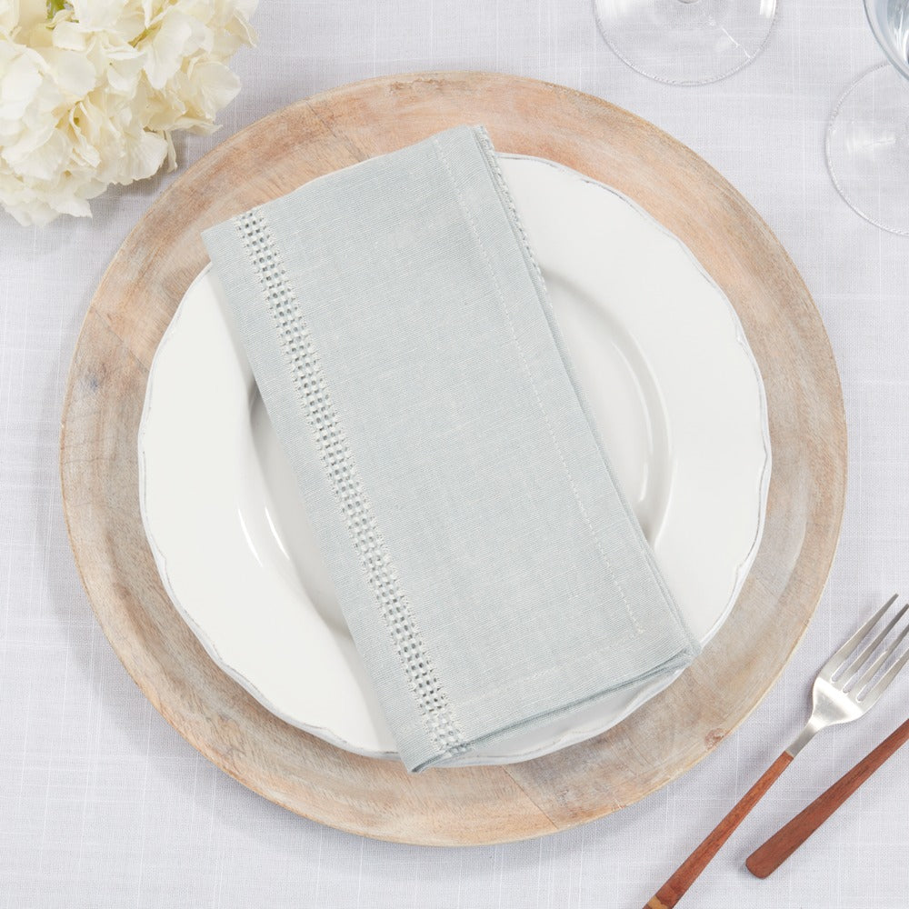 Leno Stripe Napkin Set - Blue/Grey