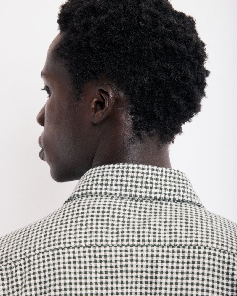 Men's Paul Brushed Checked Flannel Shirt - Green & Ivory