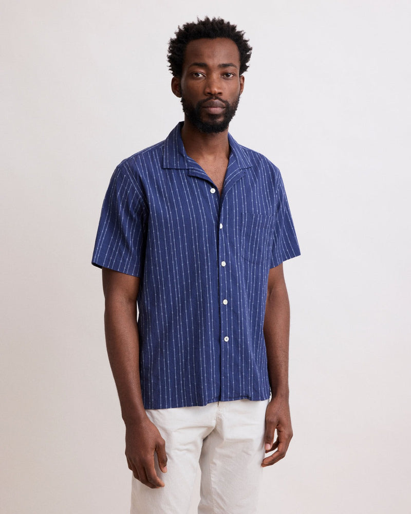 Men's Palm Seersucker Dobby Shirt - Deep Blue