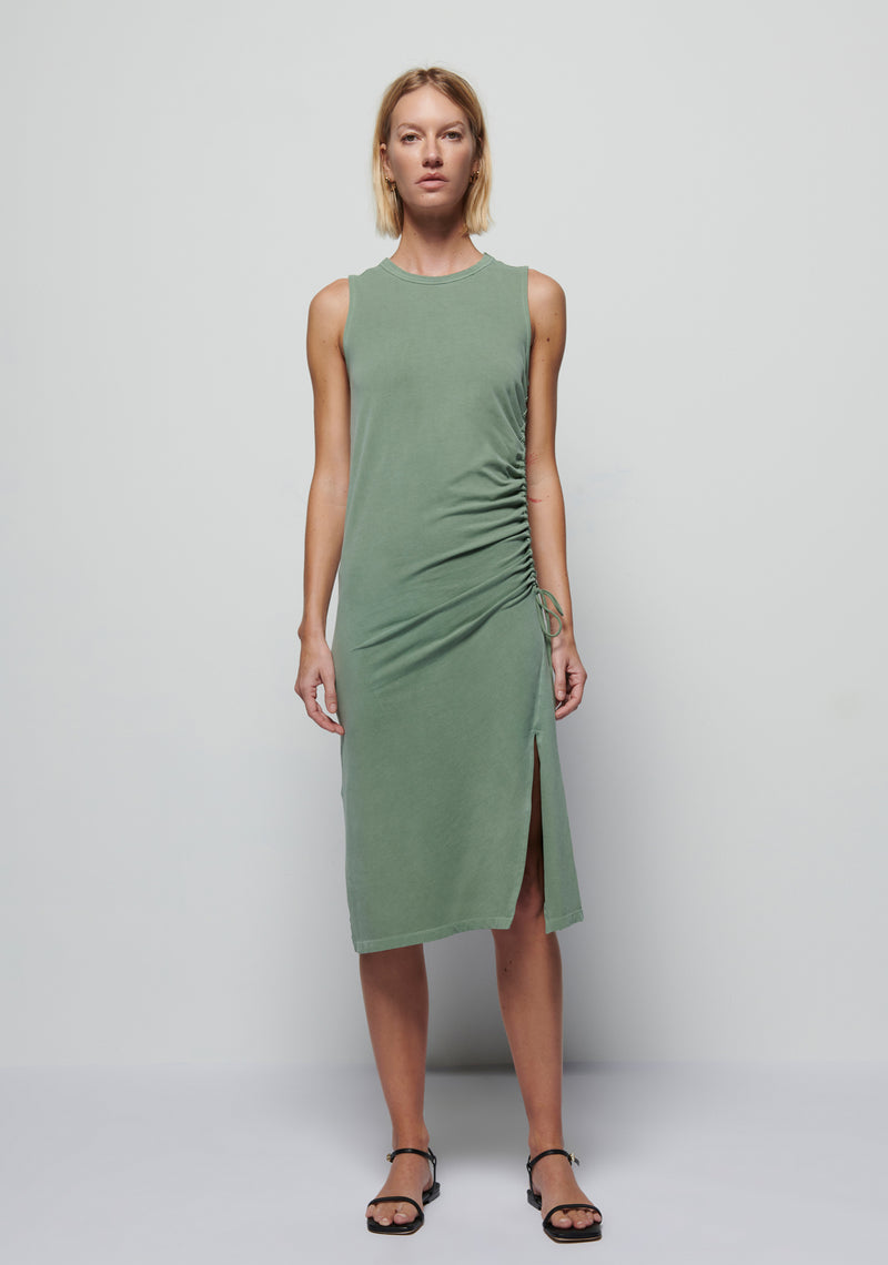 Iris Ruched Crewneck Dress - Sea Spray