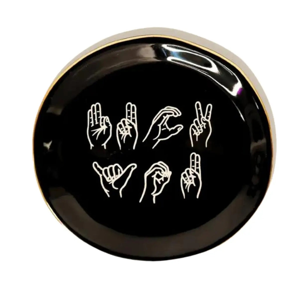 ASL Fuck You Round Trinket Tray