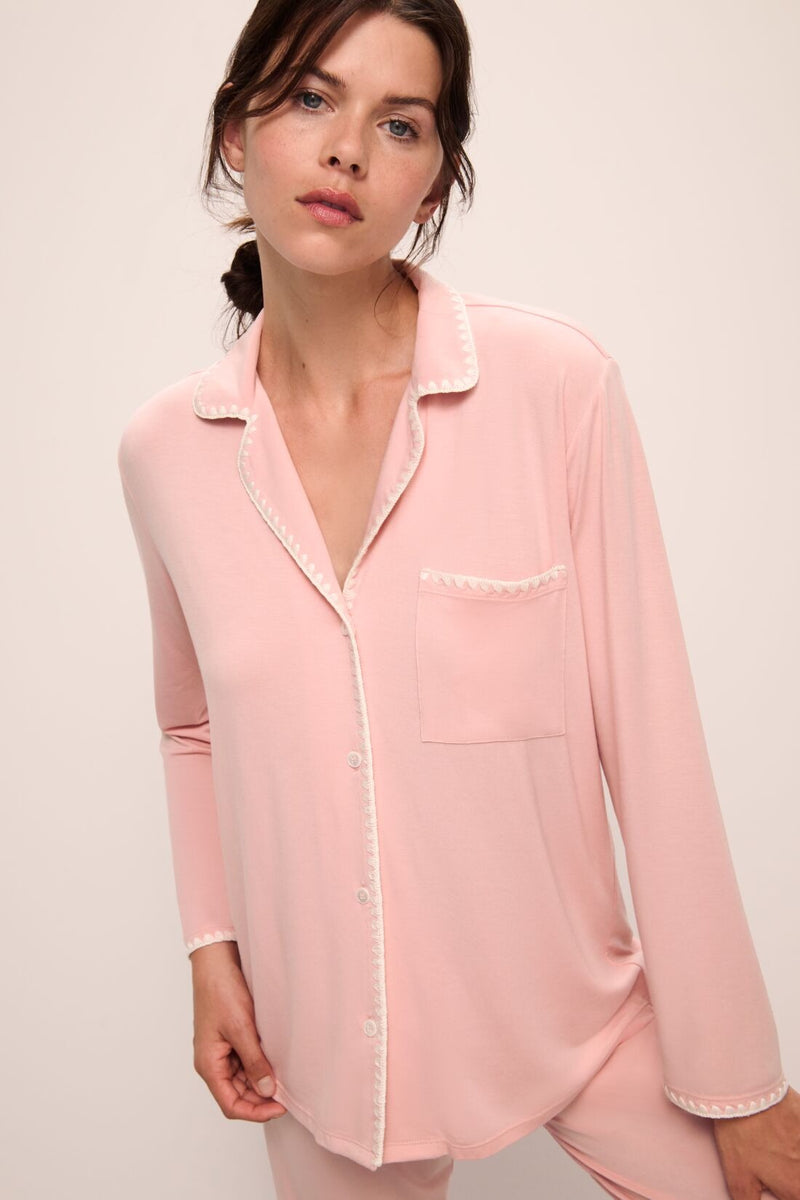 Frida Long PJ Set - Silver Pink/Ivory