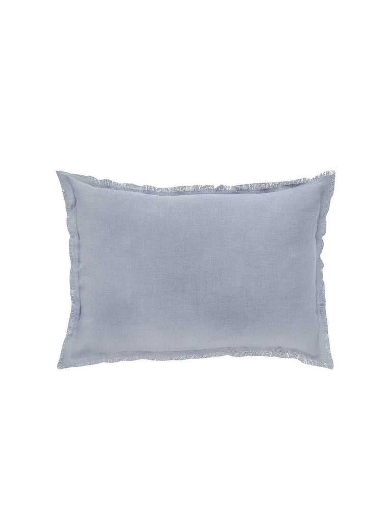 Chambray Blue Fringe Linen Pillow - 14 x 20