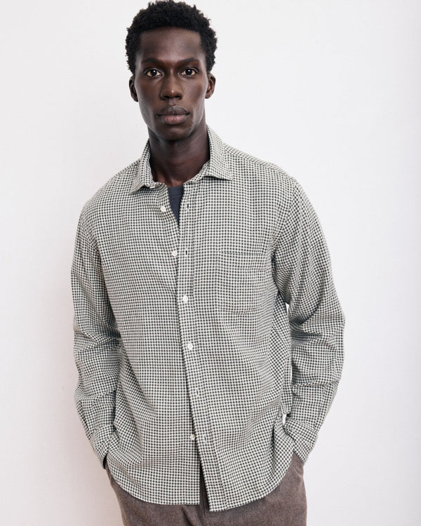 Men's Paul Brushed Checked Flannel Shirt - Green & Ivory