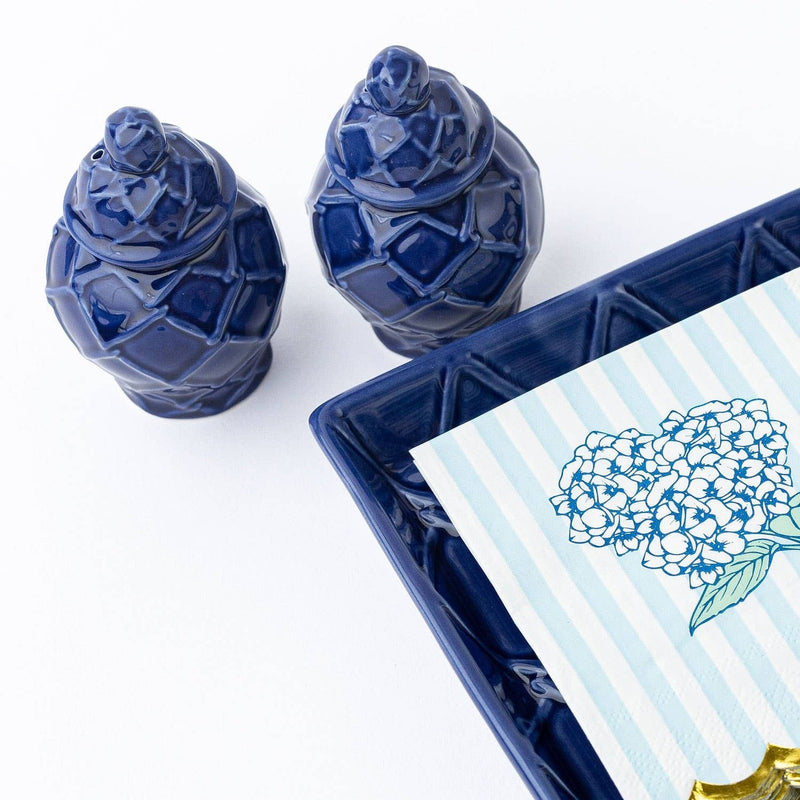 Navy Textured Jar Salt & Pepper Shaker Set