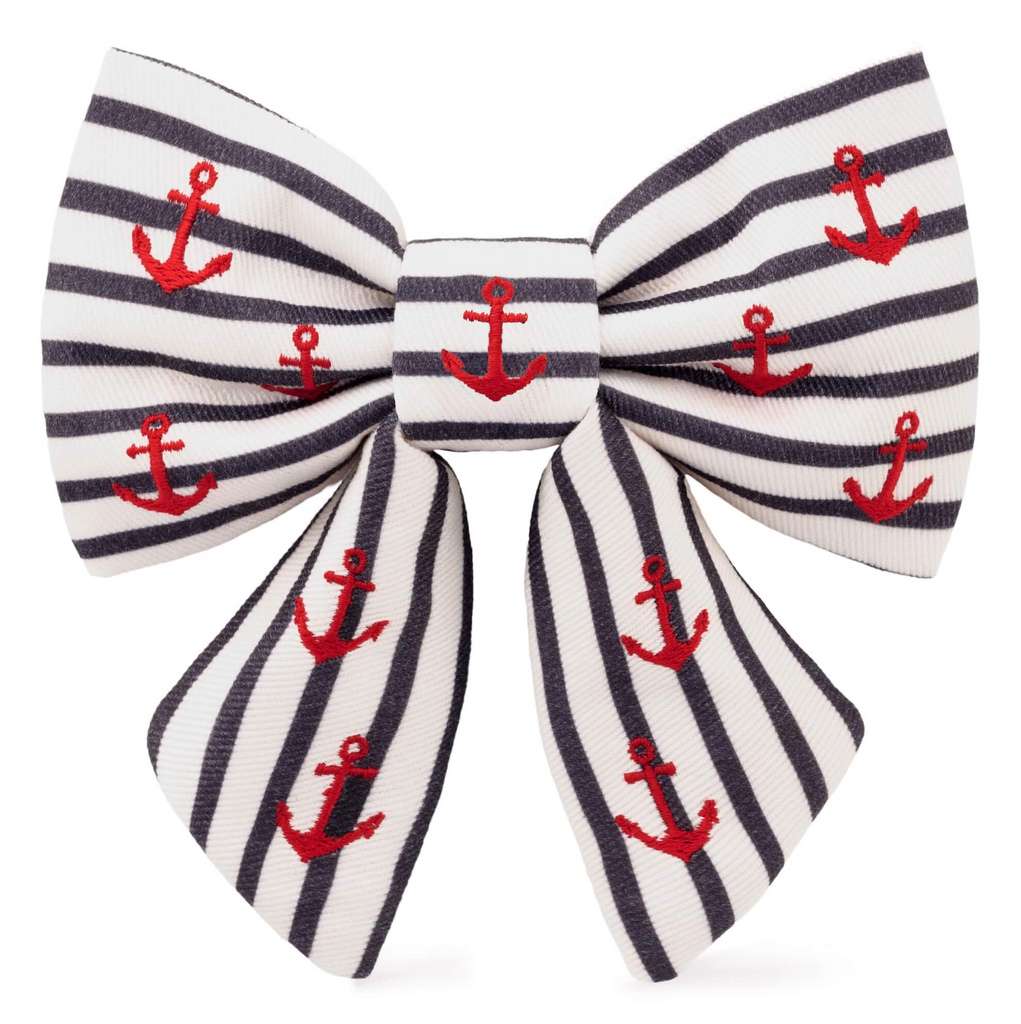Anchor Embroidered Lady Dog Bow