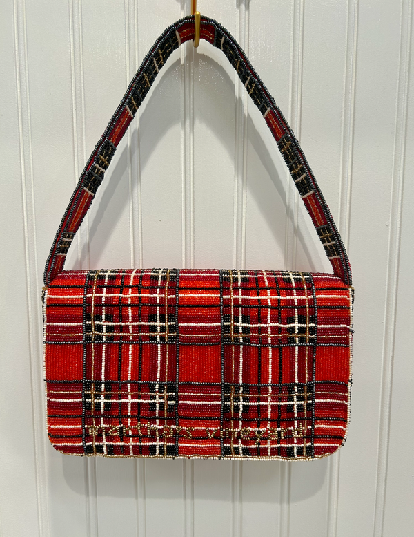 Plaid Beaded Handbag