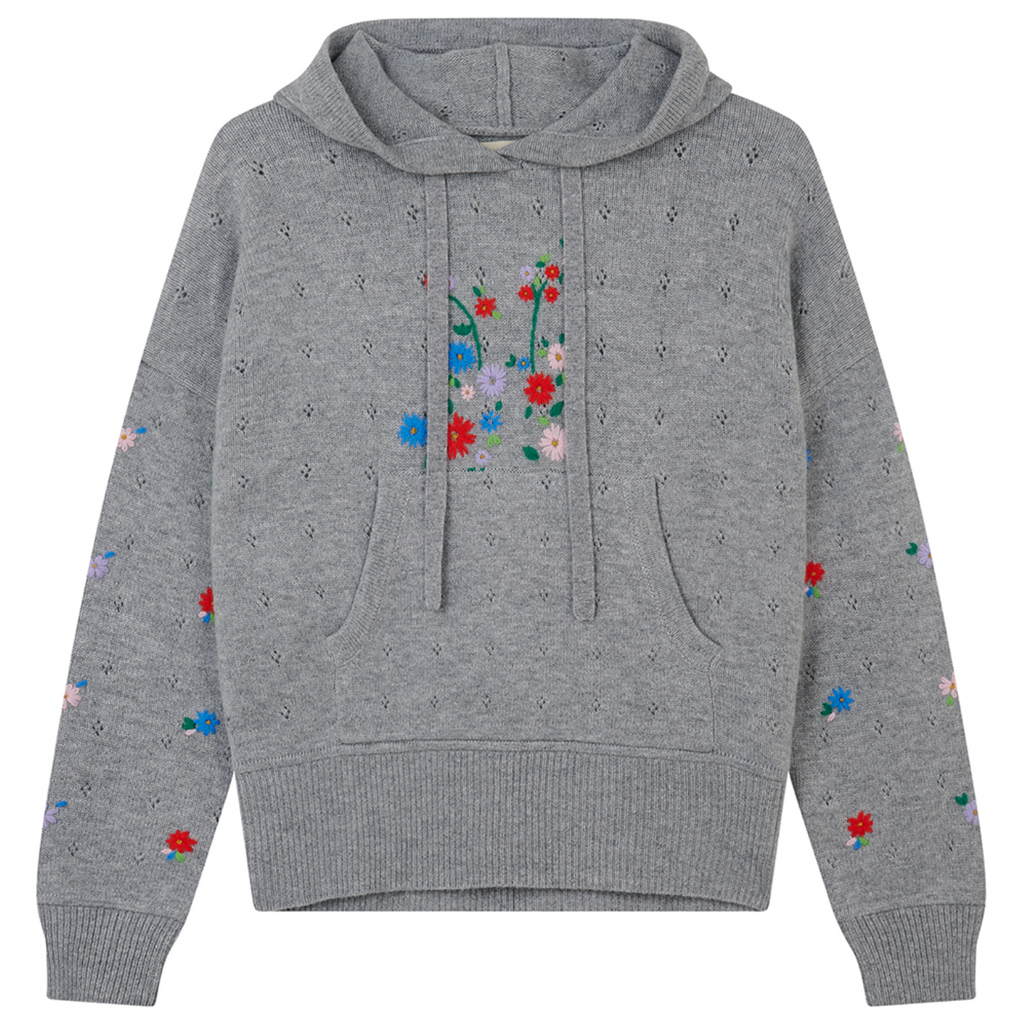 Jumper 1234 Embroidered Floral Hoodie - Smoke Multi
