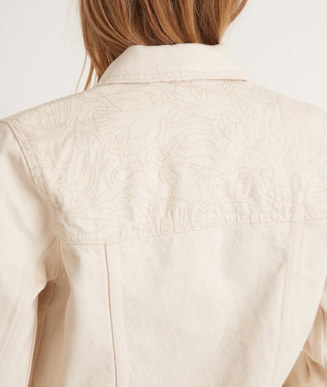 Embroidered Denim Jacket - Natural