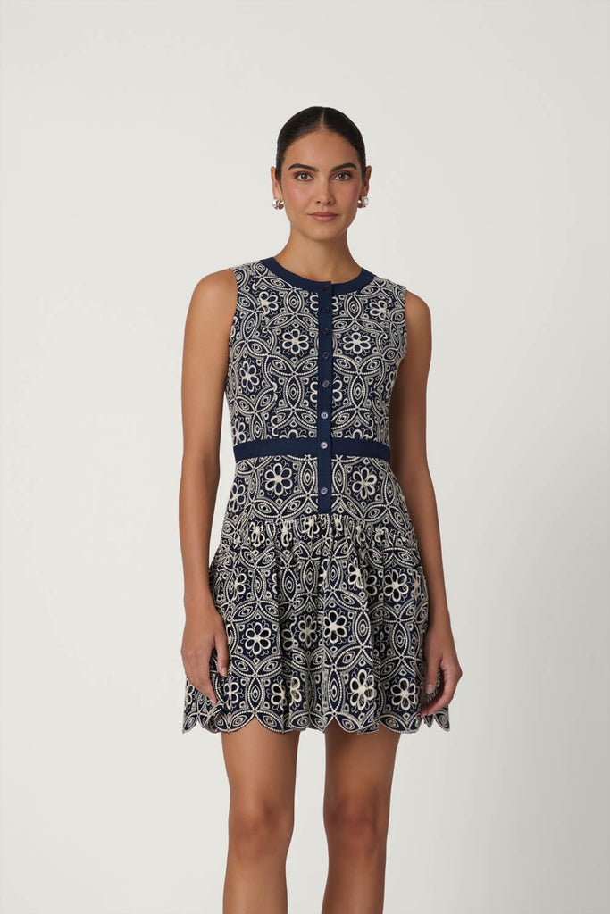 Sierra Dress - Navy/Ivory