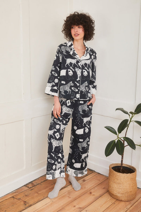 Karen Mabon Black & White Animal Pyjama Set