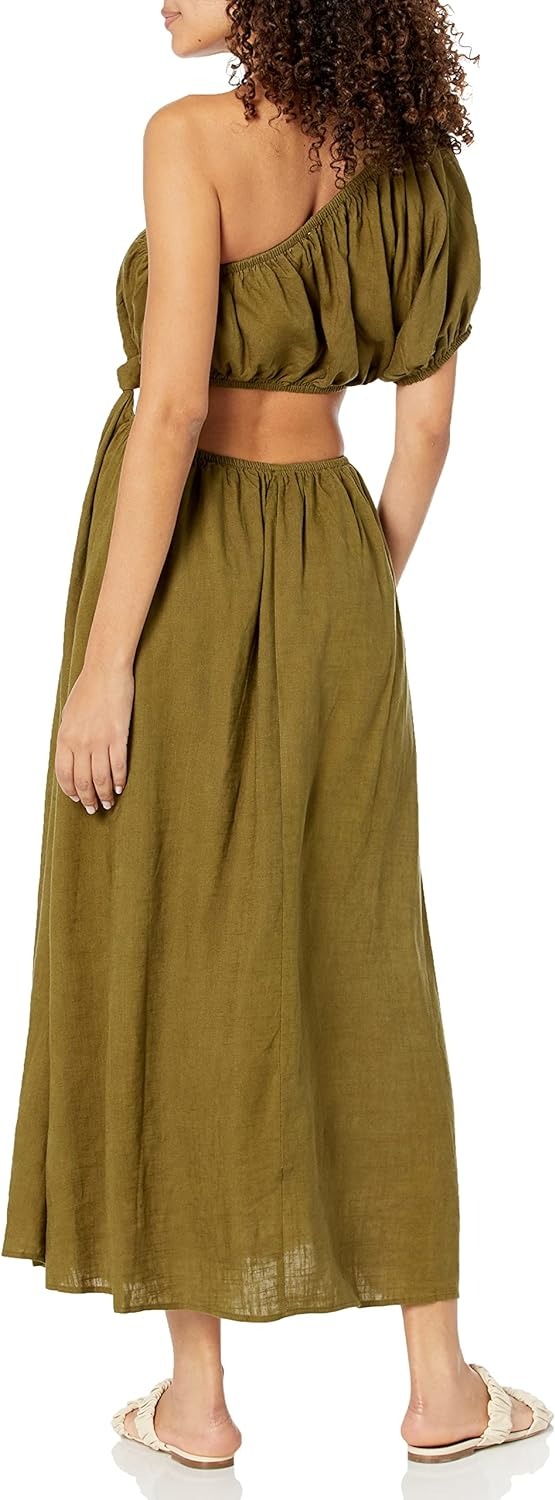 Sloane One Shoulder Midi Dress - Olive