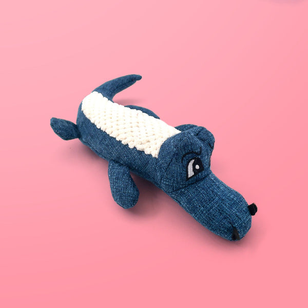 Alligator T-Rex Plush Dog Toy - Blue