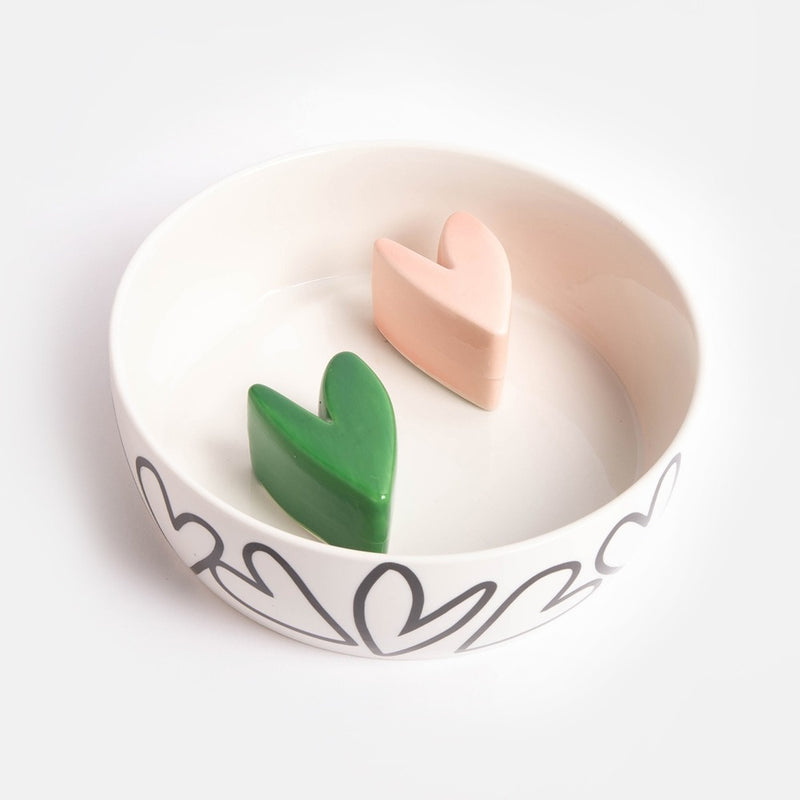 Mono Outline Heart Slow Feeder Bowl