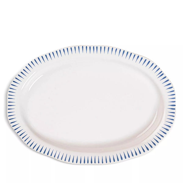 Sitio Stripe 17" Serving Platter - Delft Blue