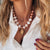 Large Gold Shell Statement Necklace - Salmon Pink
