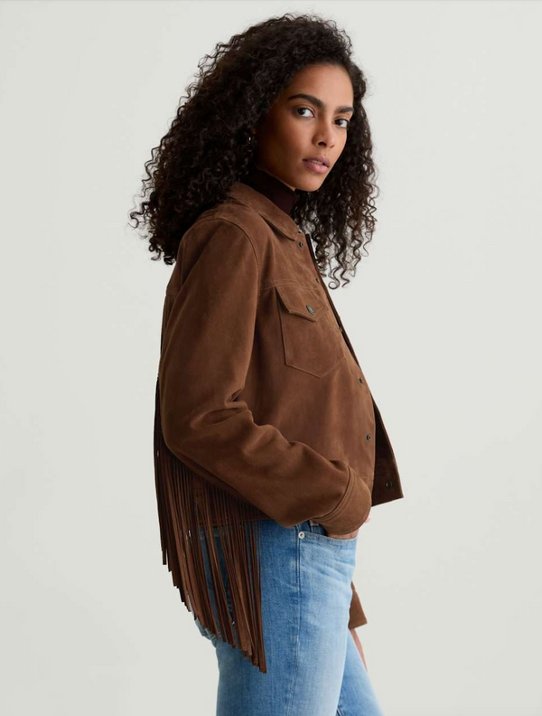 Molly Fringed Trucker Jacket - Toffee